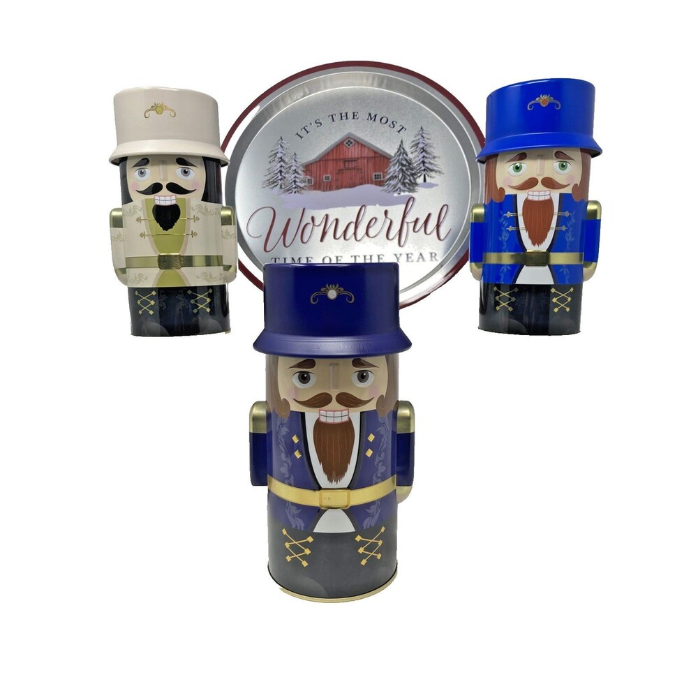 Nutcracker Tins 7 Inch Set of 3 & 12.5" Wonderful Time of The Year Tin